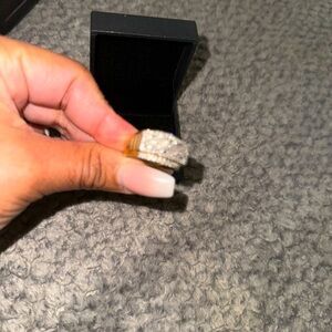 Men's Baguette & Round-Cut Diamond Diagonal Ring 3 ct tw 10K Yellow Gold